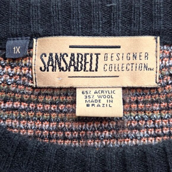 Vintage Sansabelt Designer Collection 1X Abstract Geometric Pattern Sweater Wool - Picture 5 of 5
